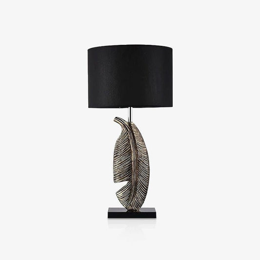 Black Marble and Gold Accent Table Lamp with Fabric Shade