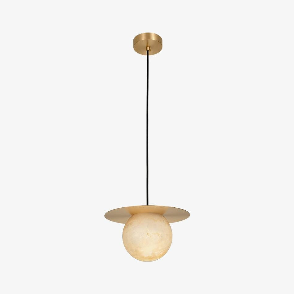 Brass & Alabaster Globe Pendant Light