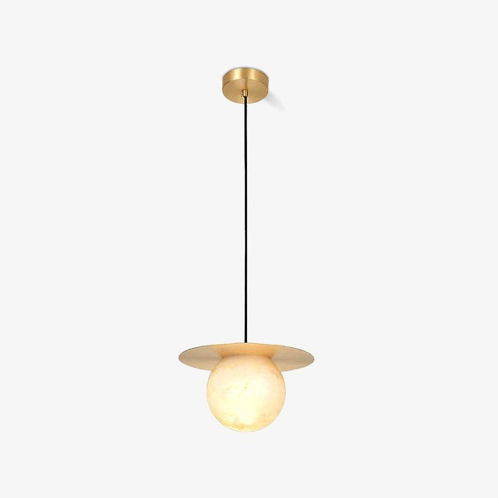 Brass & Alabaster Globe Pendant Light