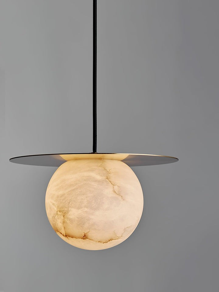 Brass & Alabaster Globe Pendant Light