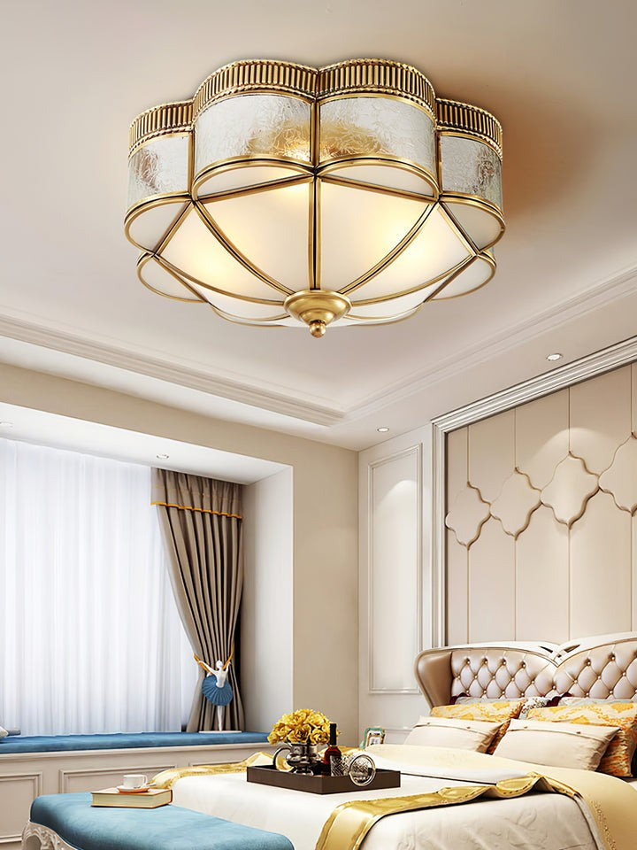 Brass Domed Flush Mount Ceiling Light Fixture