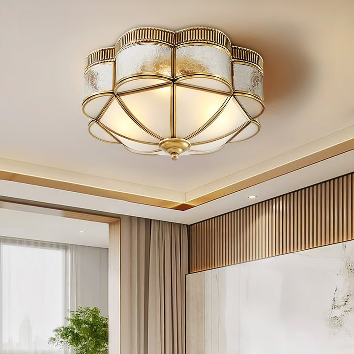 Brass Domed Flush Mount Ceiling Light Fixture