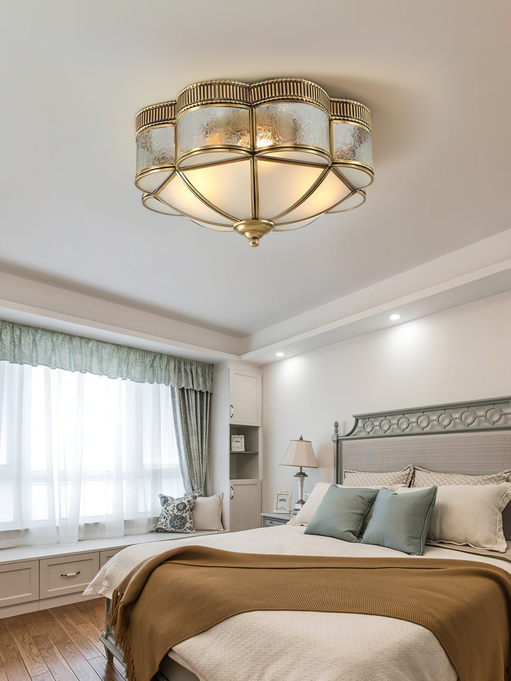 Brass Domed Flush Mount Ceiling Light Fixture