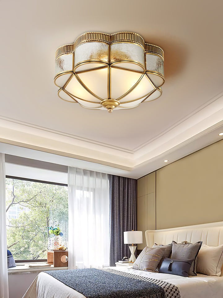 Brass Domed Flush Mount Ceiling Light Fixture