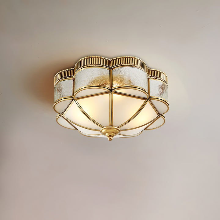 Brass Domed Flush Mount Ceiling Light Fixture