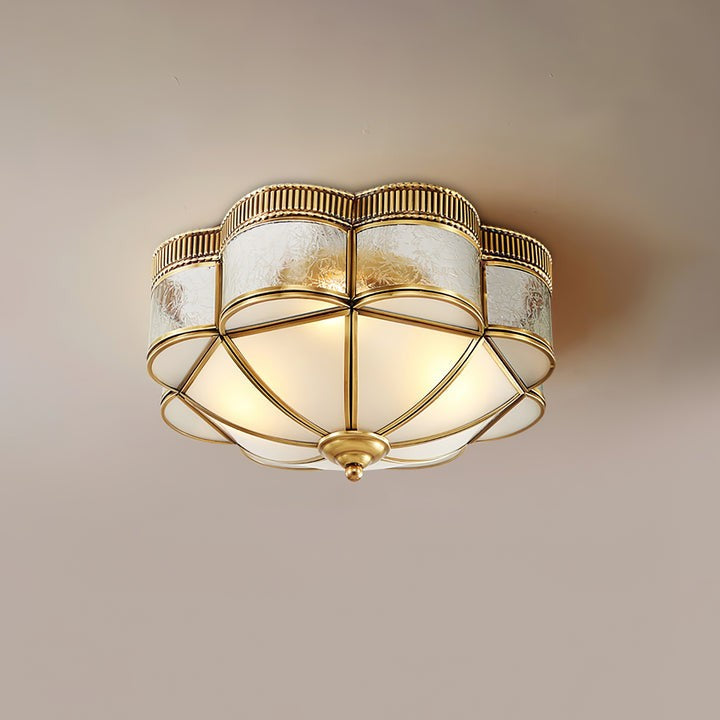 Brass Domed Flush Mount Ceiling Light Fixture