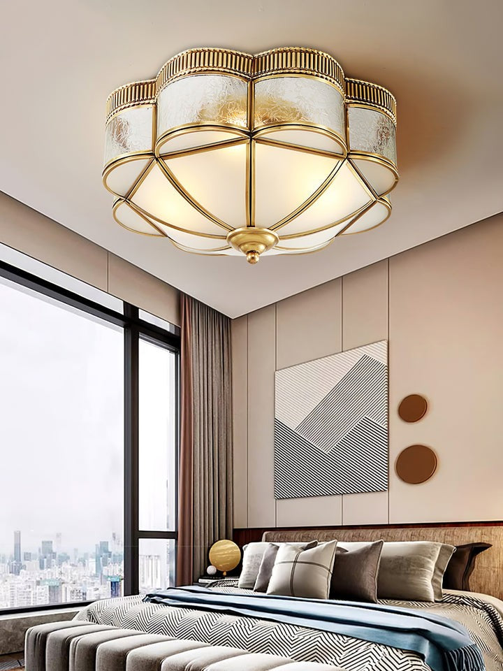 Brass Domed Flush Mount Ceiling Light Fixture