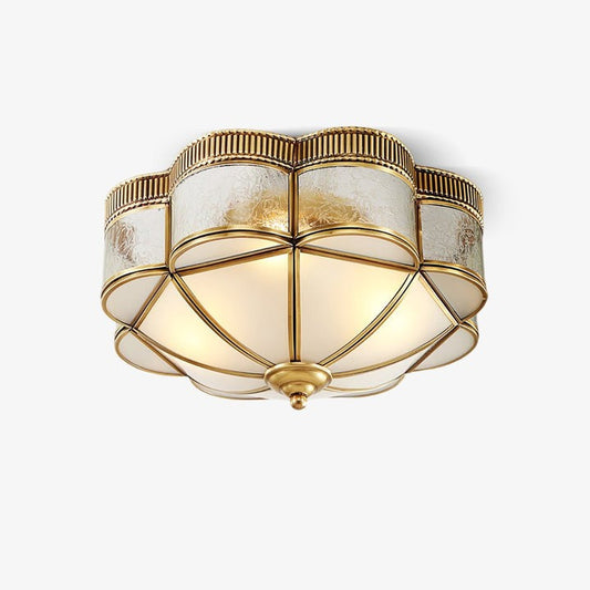 Brass Domed Flush Mount Ceiling Light Fixture