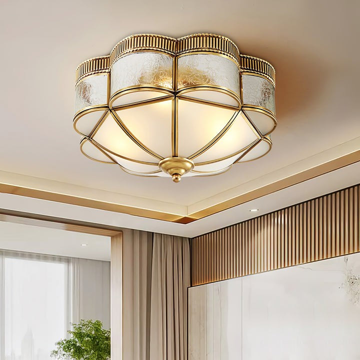 Brass Domed Flush Mount Ceiling Light Fixture