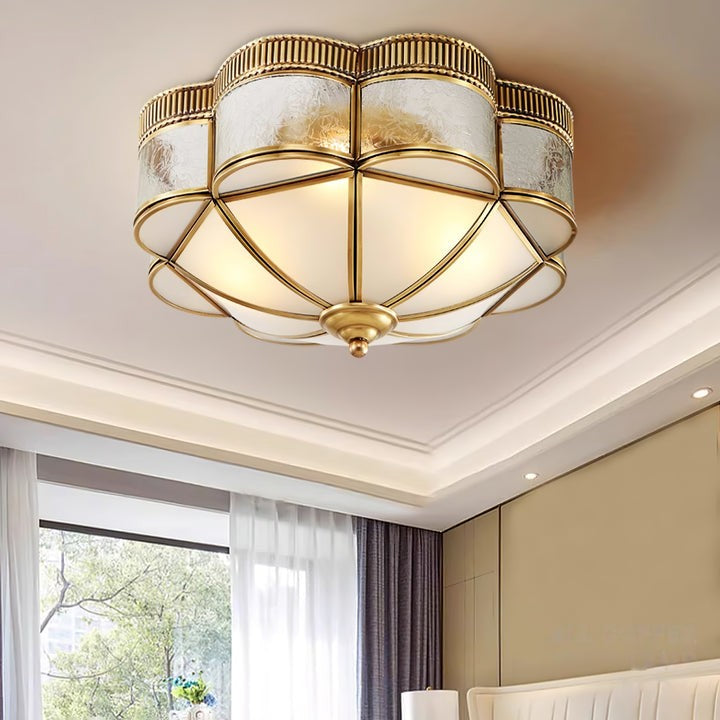 Brass Domed Flush Mount Ceiling Light Fixture