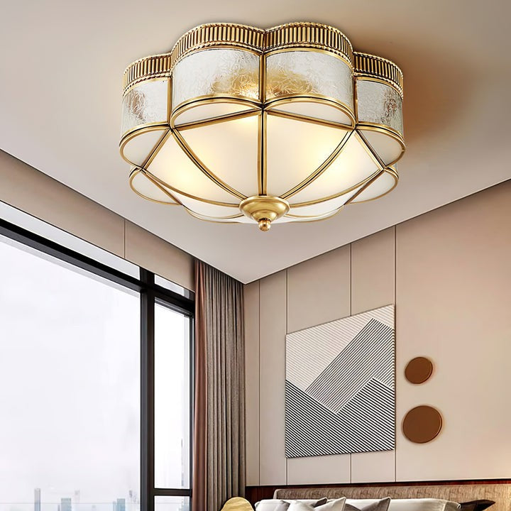 Brass Domed Flush Mount Ceiling Light Fixture