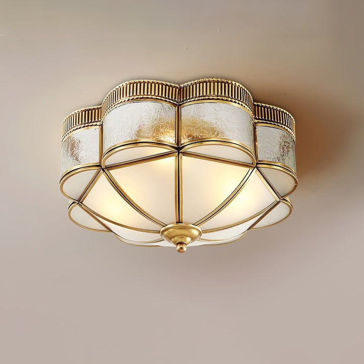 Brass Domed Flush Mount Ceiling Light Fixture