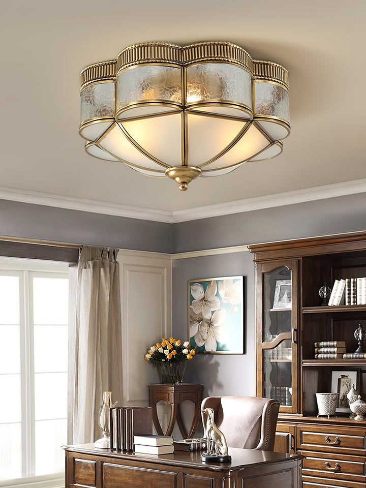 Brass Domed Flush Mount Ceiling Light Fixture
