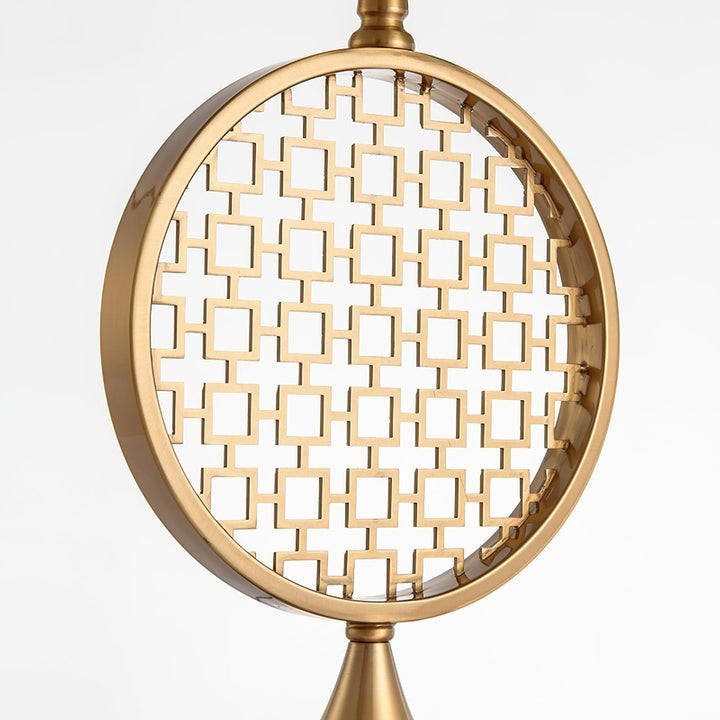 Brass Linen Table Lamp with Blue Fabric Shade