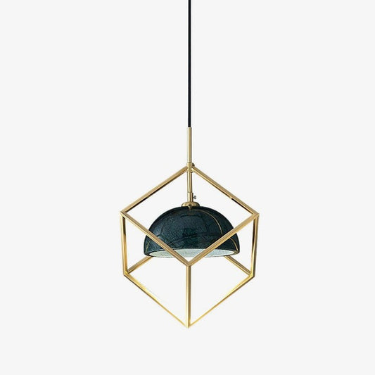 Brass & Marble Square Lantern Pendant Light