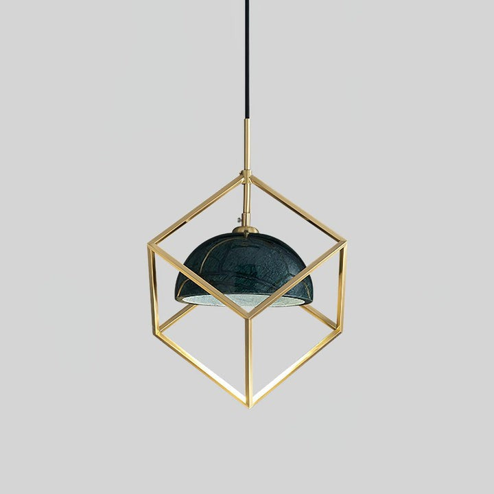 Brass & Marble Square Lantern Pendant Light