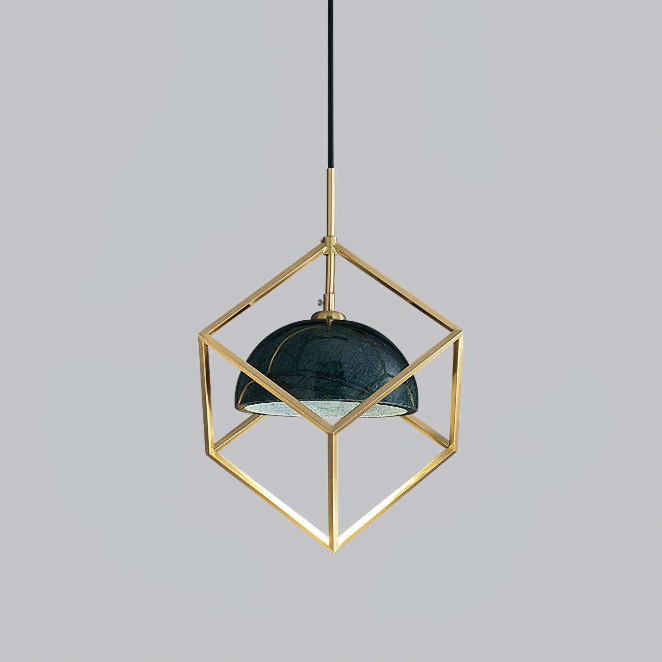 Brass & Marble Square Lantern Pendant Light