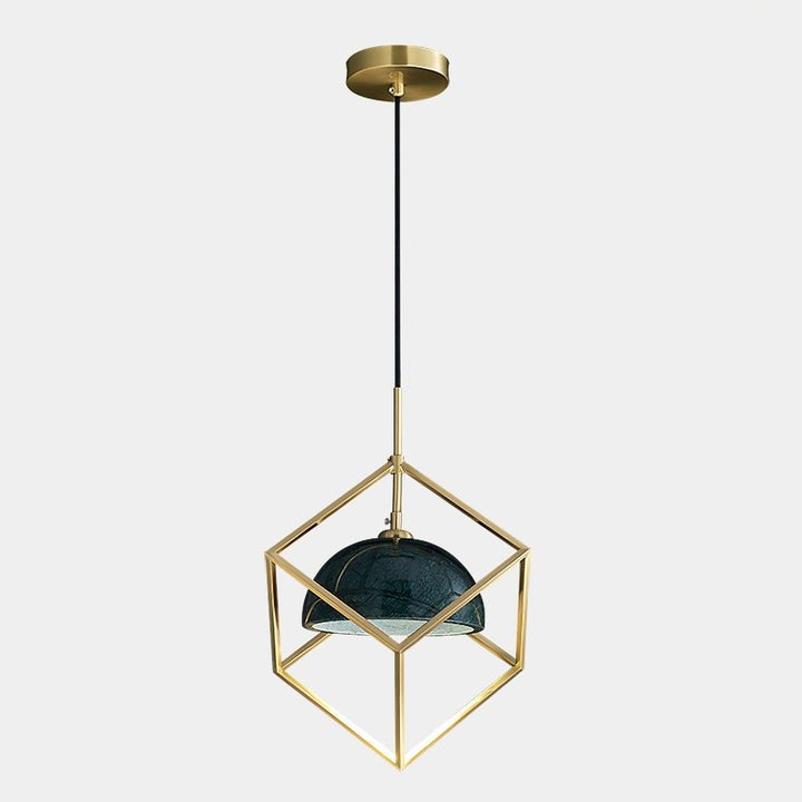 Brass & Marble Square Lantern Pendant Light