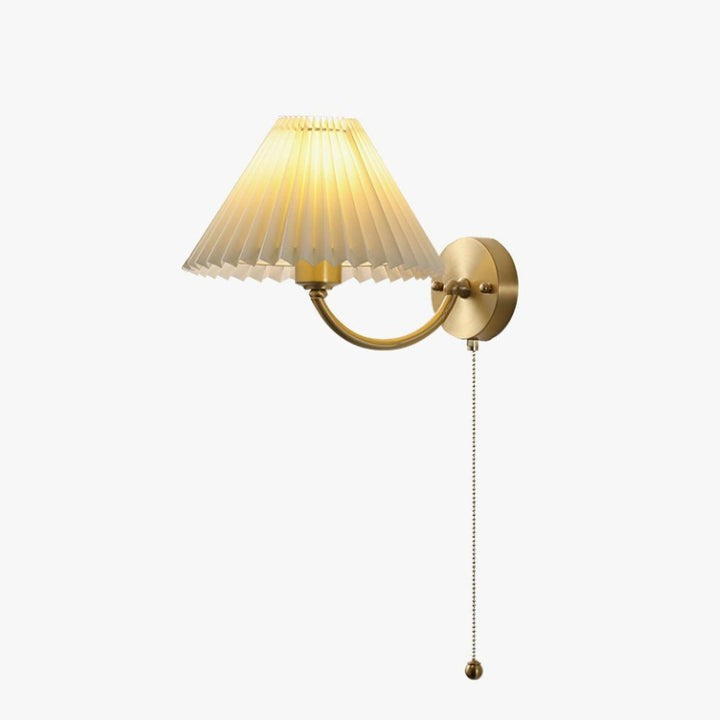 Brass Pleated Fabric Shade Wall Sconce