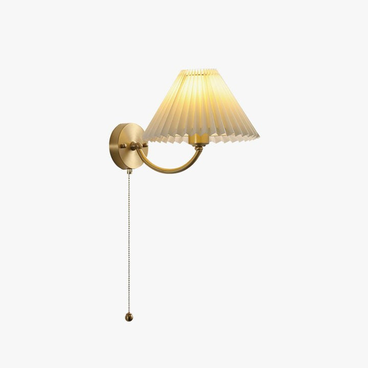 Brass Pleated Fabric Shade Wall Sconce