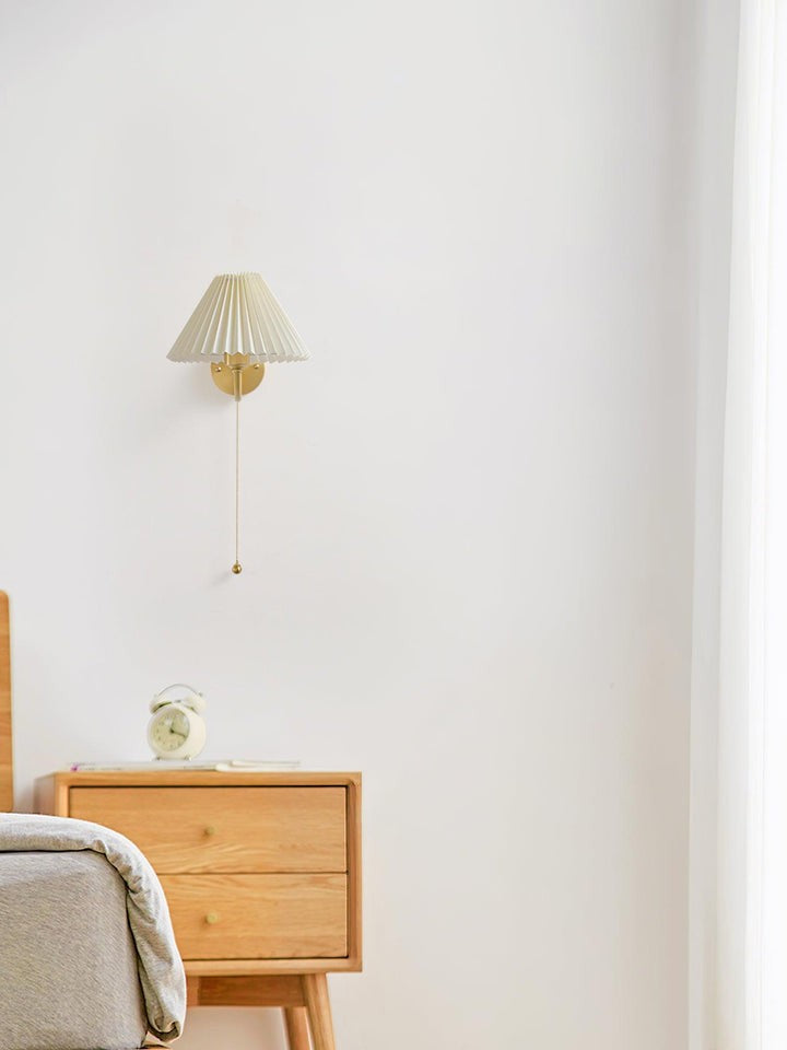 Brass Pleated Fabric Shade Wall Sconce