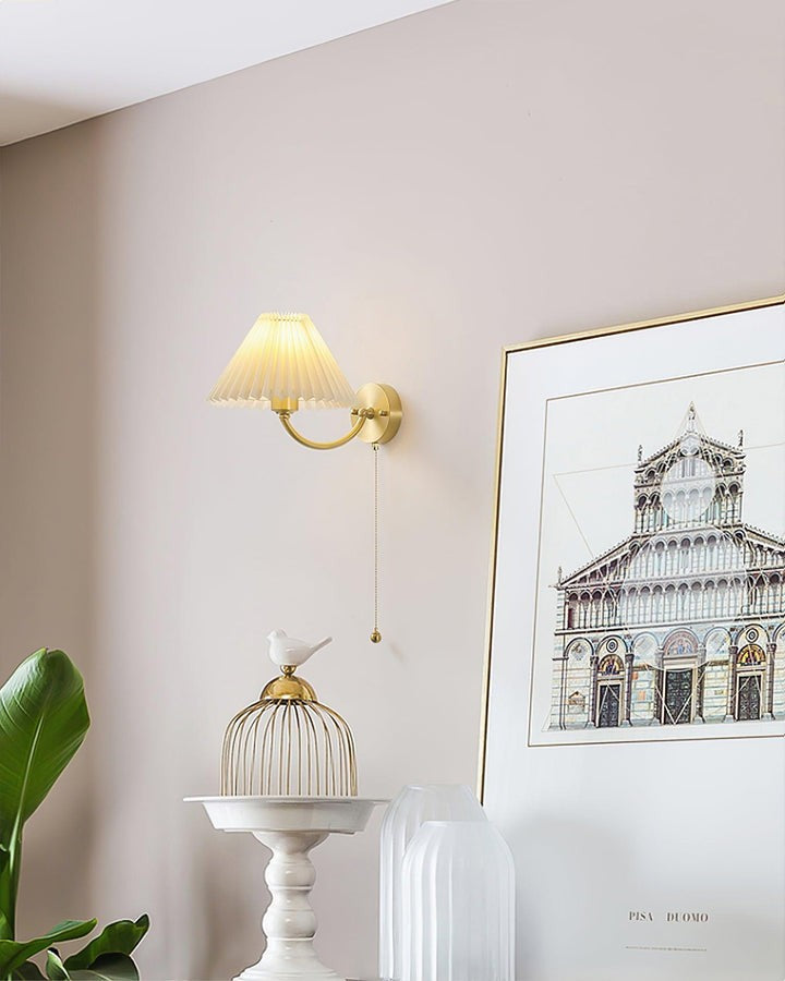 Brass Pleated Fabric Shade Wall Sconce