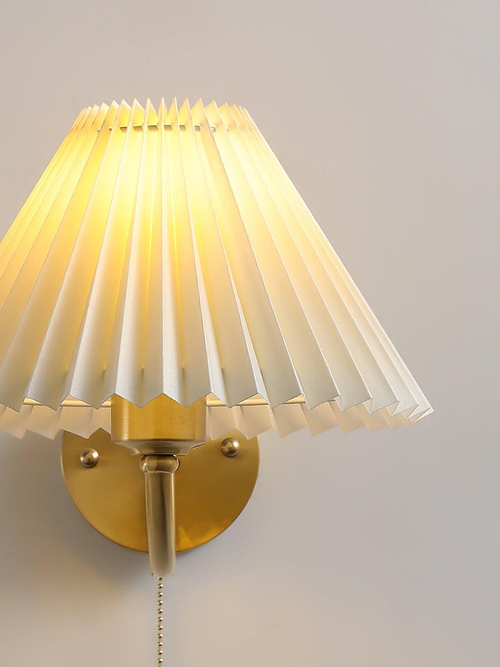 Brass Pleated Fabric Shade Wall Sconce