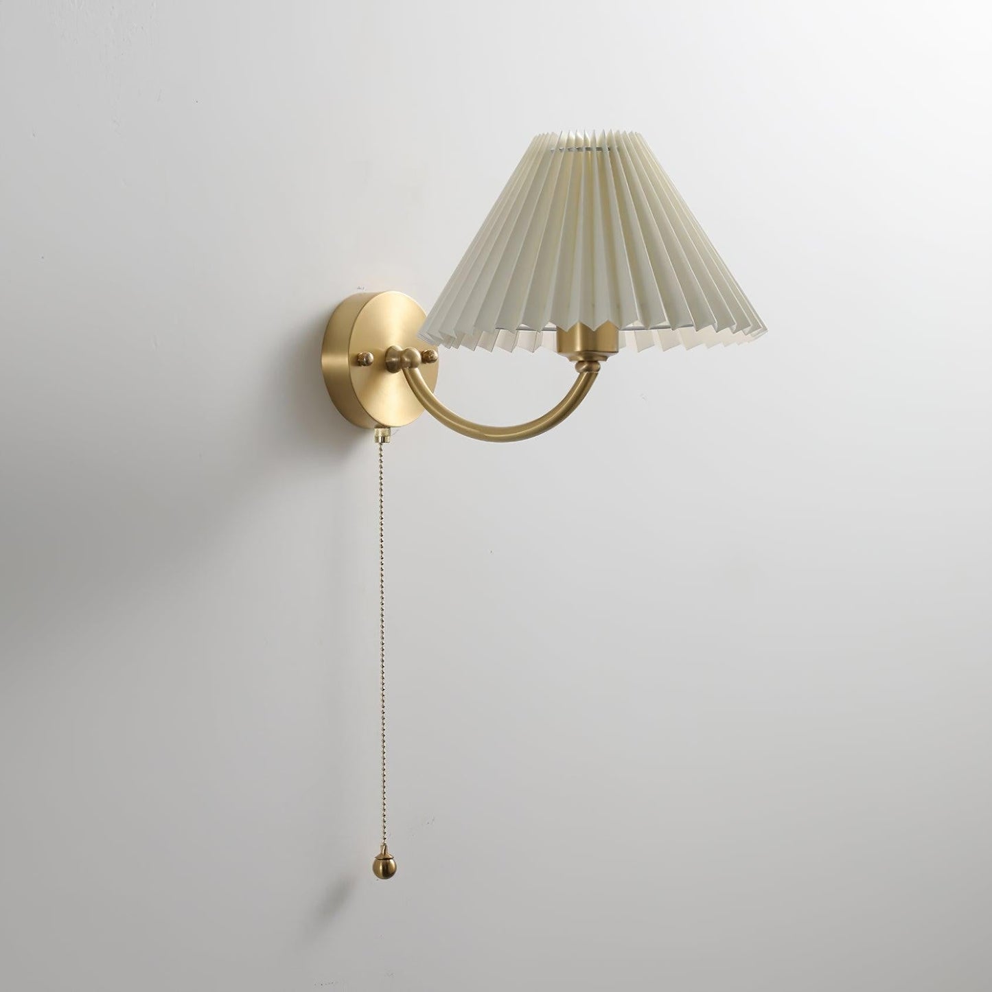 Brass Pleated Fabric Shade Wall Sconce
