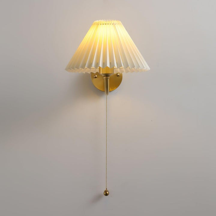 Brass Pleated Fabric Shade Wall Sconce