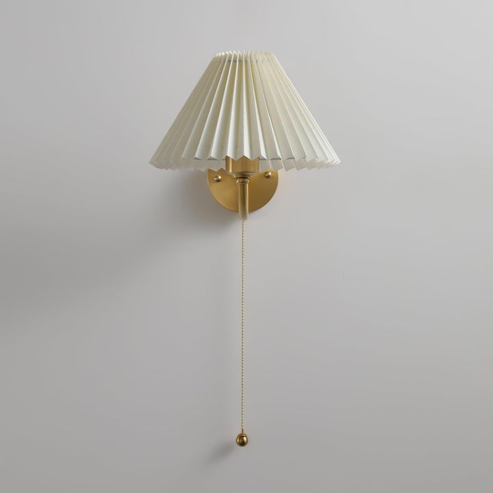 Brass Pleated Fabric Shade Wall Sconce