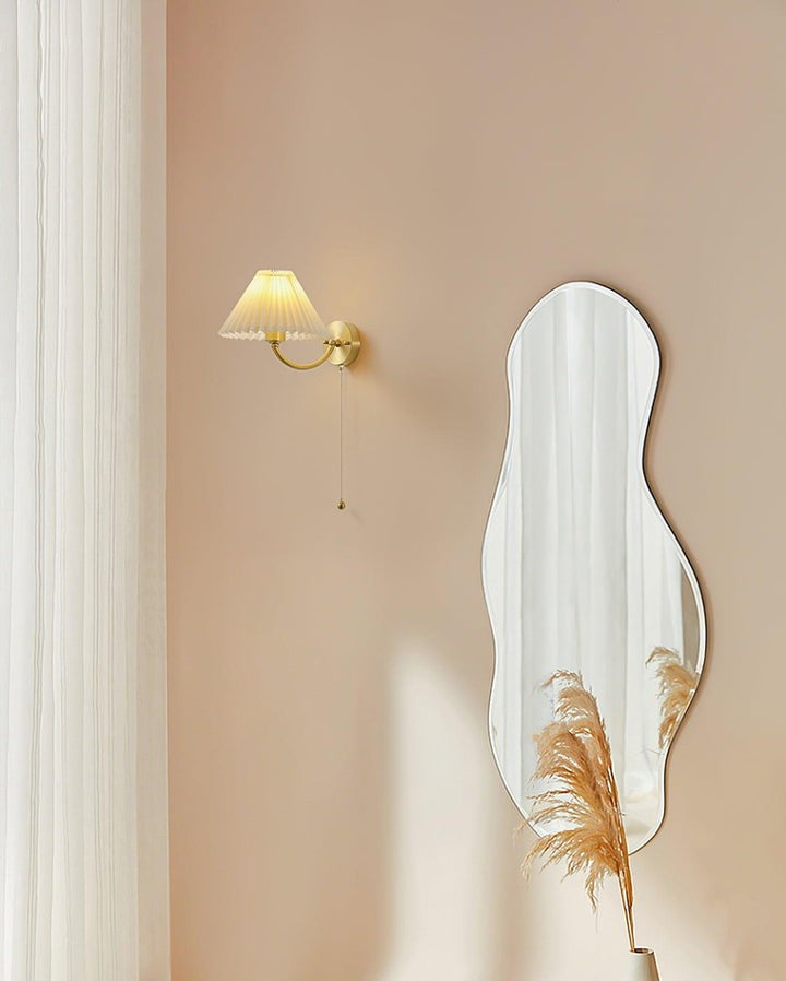 Brass Pleated Fabric Shade Wall Sconce
