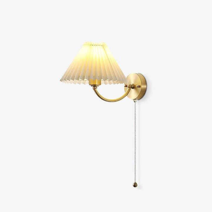 Brass Pleated Fabric Shade Wall Sconce