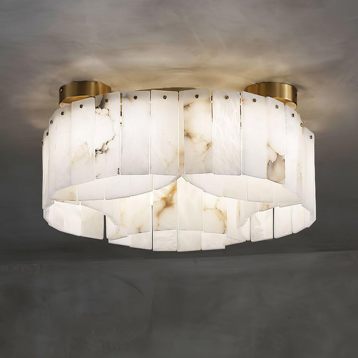 Brass-Alabaster Flush Mount Ceiling Light