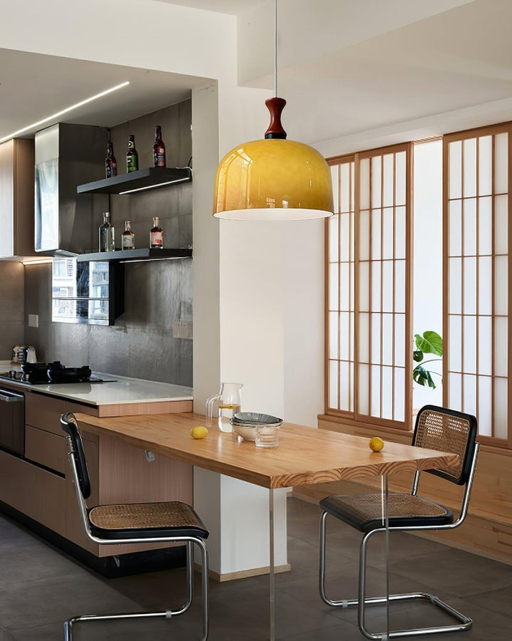 Brown Metal & Glass Down Pendant Light
