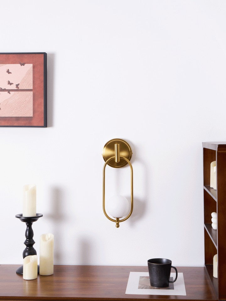 Brushed Brass Wall Sconce with Frosted Glass Globe