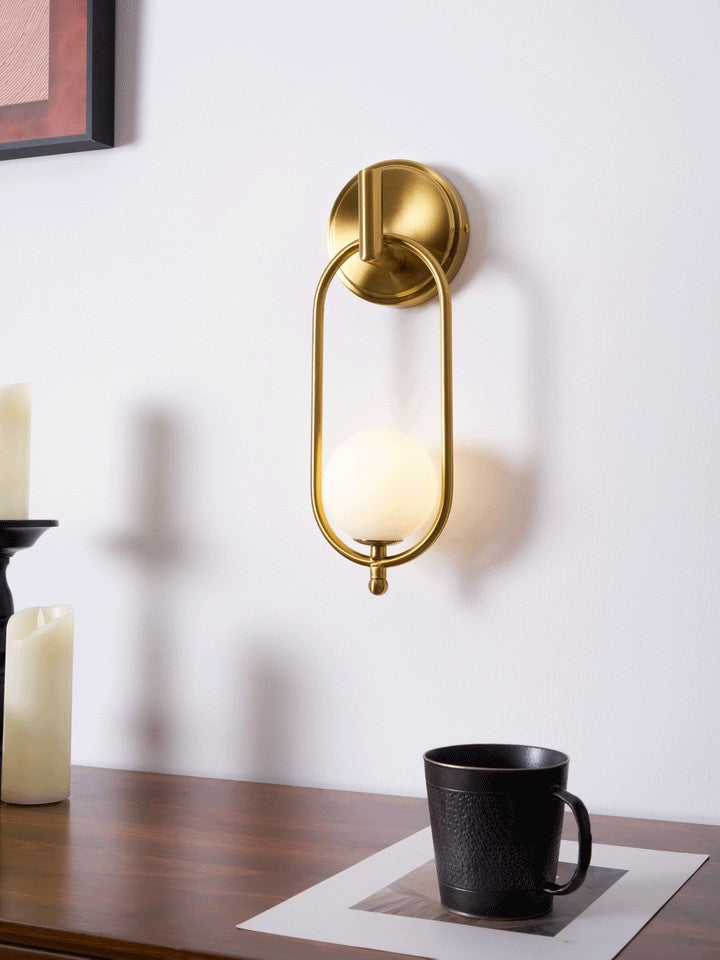 Brushed Brass Wall Sconce with Frosted Glass Globe