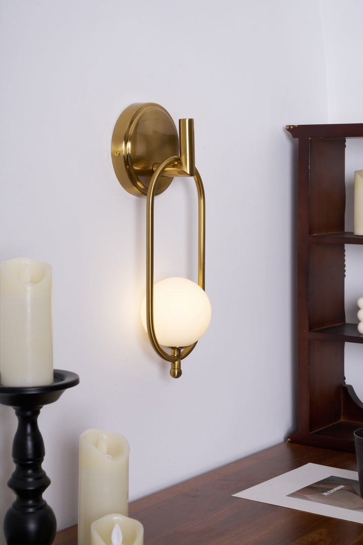 Brushed Brass Wall Sconce with Frosted Glass Globe