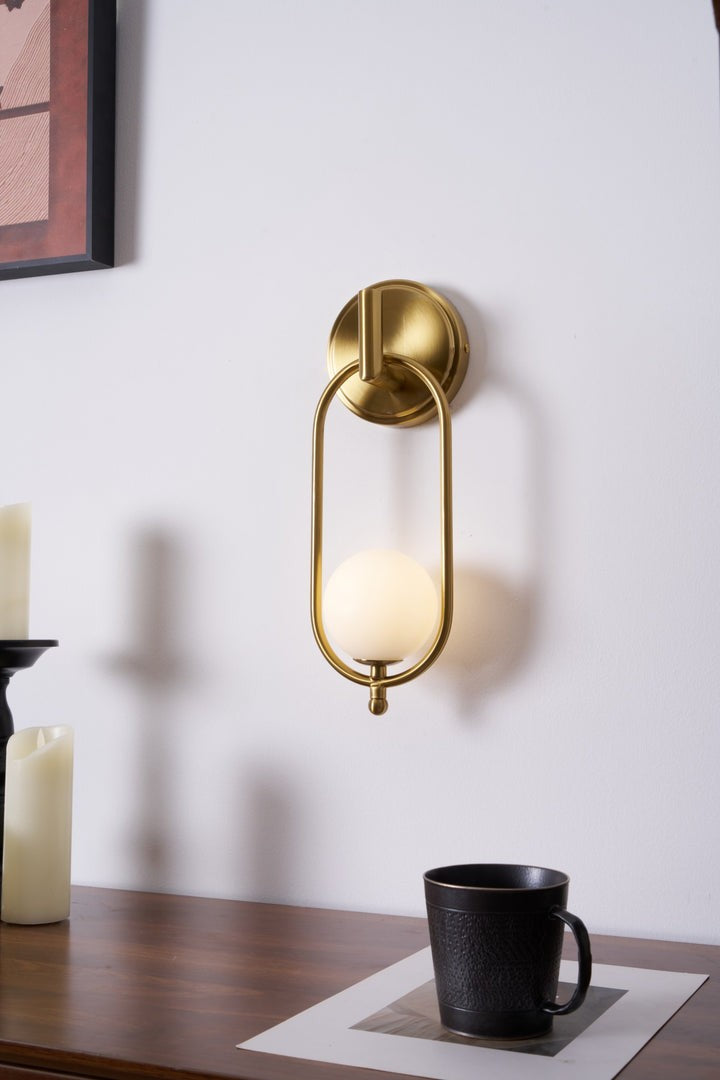 Brushed Brass Wall Sconce with Frosted Glass Globe