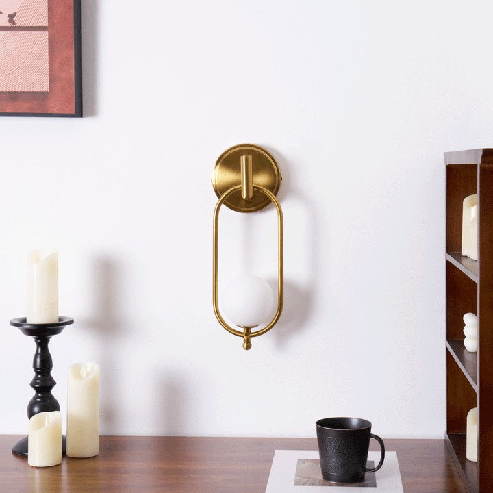 Brushed Brass Wall Sconce with Frosted Glass Globe