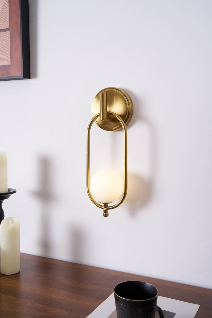 Brushed Brass Wall Sconce with Frosted Glass Globe