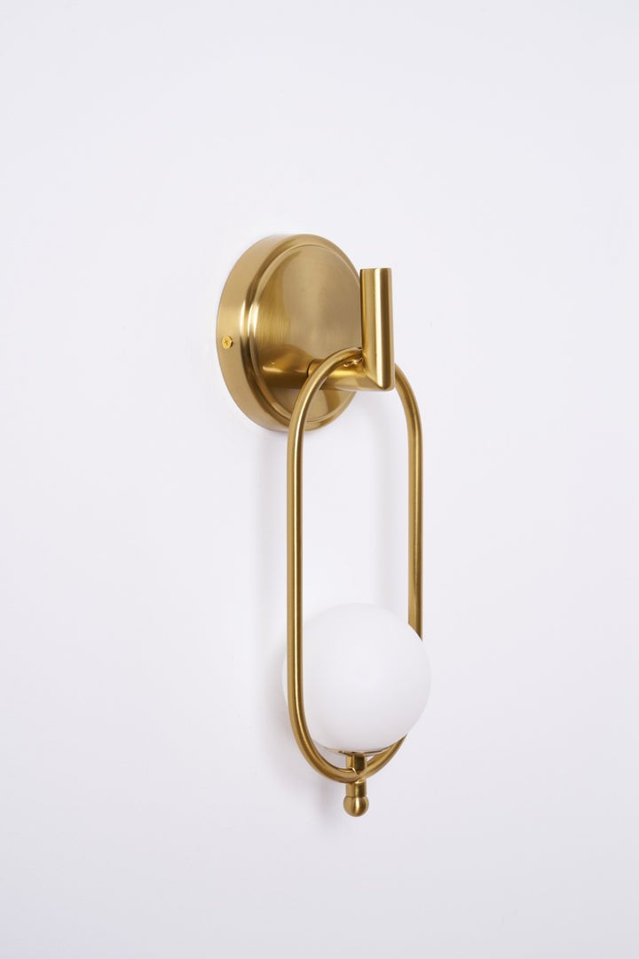Brushed Brass Wall Sconce with Frosted Glass Globe