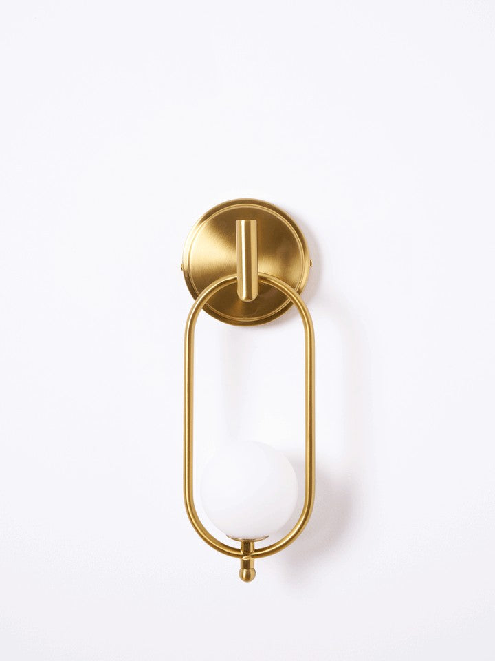 Brushed Brass Wall Sconce with Frosted Glass Globe