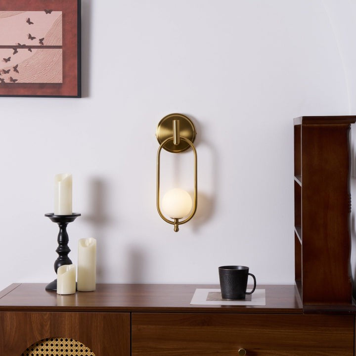 Brushed Brass Wall Sconce with Frosted Glass Globe