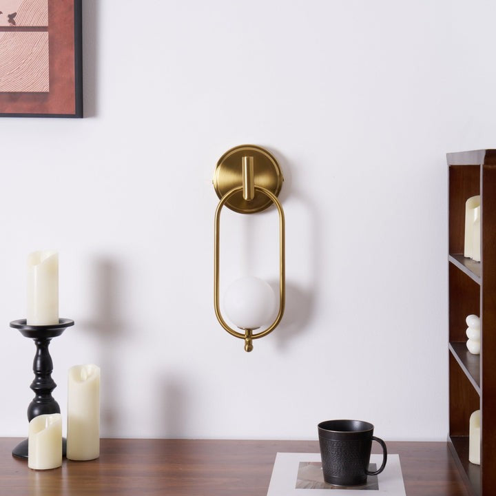 Brushed Brass Wall Sconce with Frosted Glass Globe