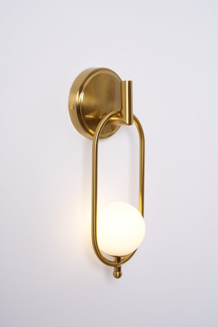Brushed Brass Wall Sconce with Frosted Glass Globe