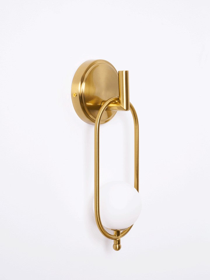 Brushed Brass Wall Sconce with Frosted Glass Globe