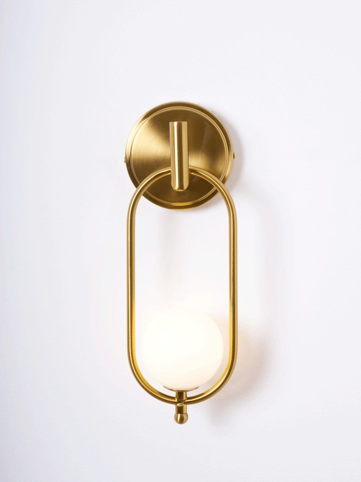 Brushed Brass Wall Sconce with Frosted Glass Globe