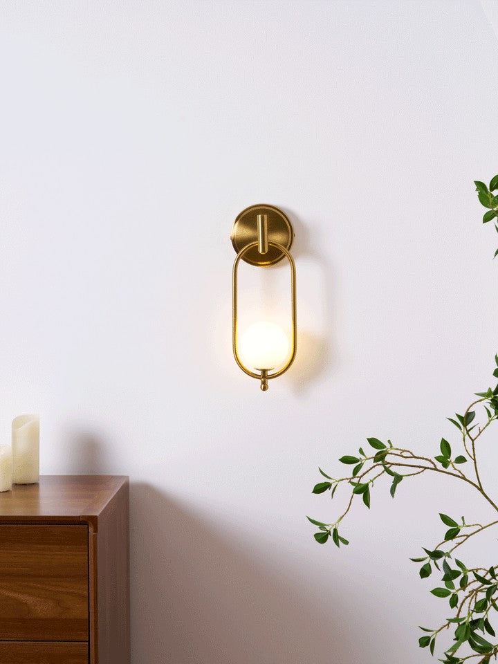 Brushed Brass Wall Sconce with Frosted Glass Globe
