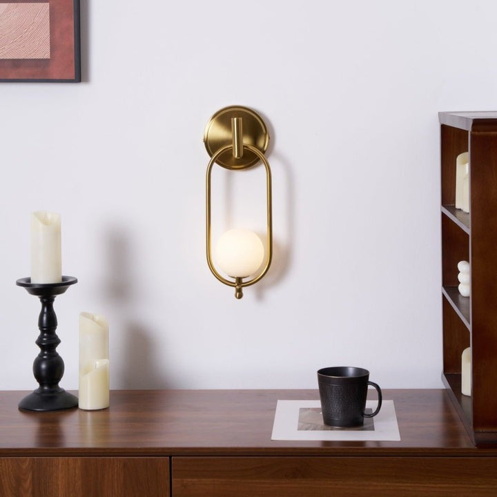 Brushed Brass Wall Sconce with Frosted Glass Globe