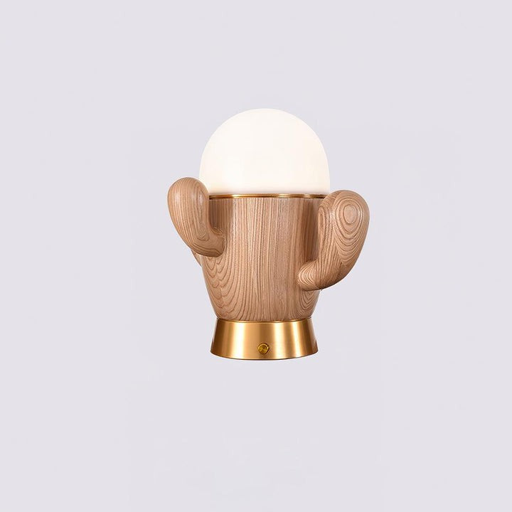 Cactus-Inspired Wooden LED Table Lamp with Dimmer